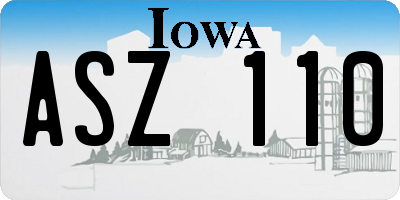 IA license plate ASZ110