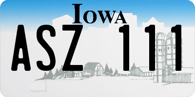 IA license plate ASZ111