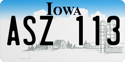 IA license plate ASZ113