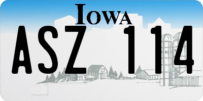 IA license plate ASZ114