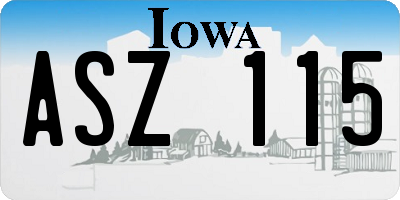 IA license plate ASZ115