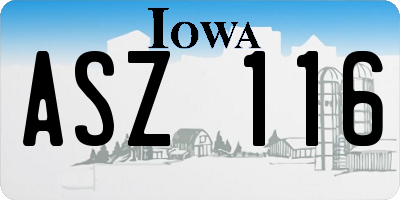 IA license plate ASZ116