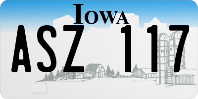 IA license plate ASZ117