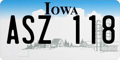 IA license plate ASZ118