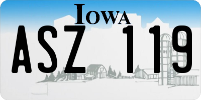 IA license plate ASZ119