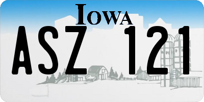 IA license plate ASZ121