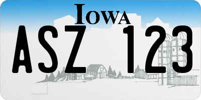 IA license plate ASZ123