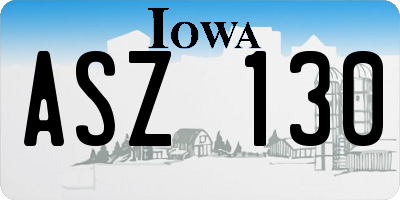 IA license plate ASZ130