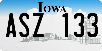IA license plate ASZ133