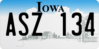 IA license plate ASZ134