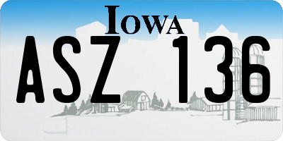 IA license plate ASZ136