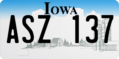 IA license plate ASZ137