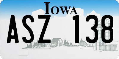 IA license plate ASZ138