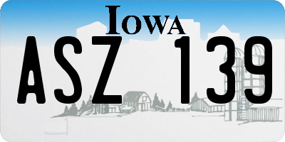 IA license plate ASZ139
