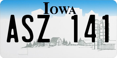 IA license plate ASZ141