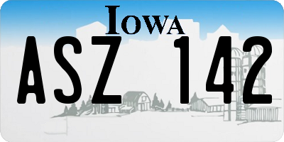 IA license plate ASZ142