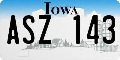 IA license plate ASZ143