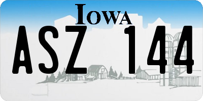 IA license plate ASZ144