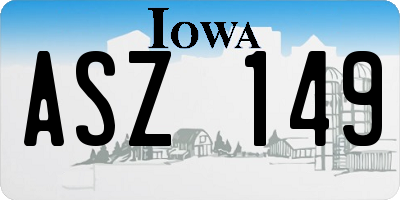 IA license plate ASZ149