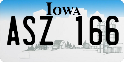 IA license plate ASZ166