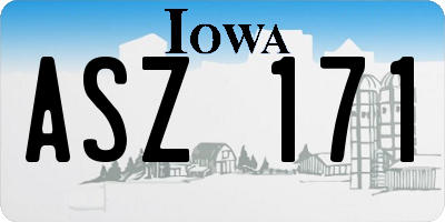 IA license plate ASZ171