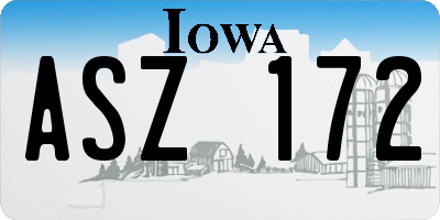 IA license plate ASZ172