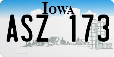IA license plate ASZ173