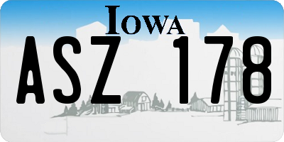 IA license plate ASZ178