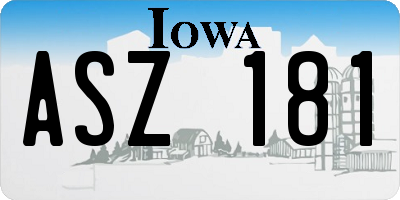 IA license plate ASZ181