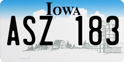 IA license plate ASZ183