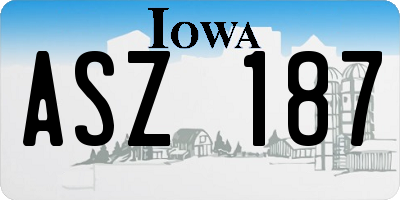 IA license plate ASZ187