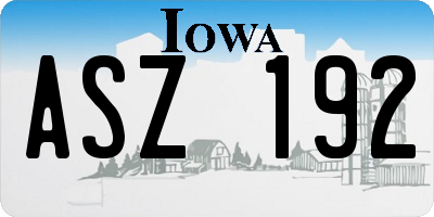 IA license plate ASZ192