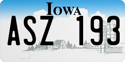 IA license plate ASZ193