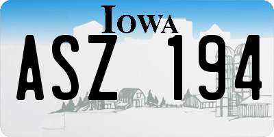 IA license plate ASZ194
