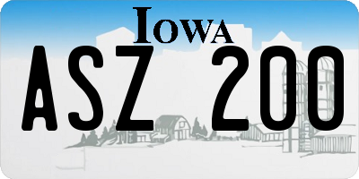 IA license plate ASZ200