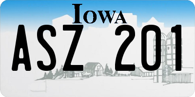 IA license plate ASZ201