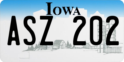 IA license plate ASZ202