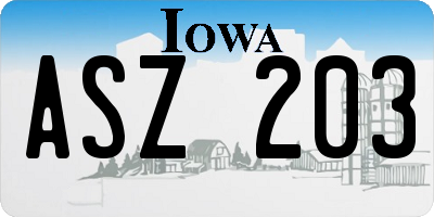 IA license plate ASZ203