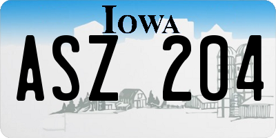 IA license plate ASZ204