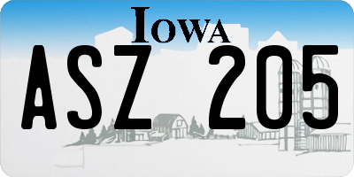 IA license plate ASZ205