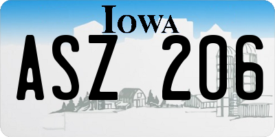 IA license plate ASZ206