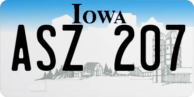 IA license plate ASZ207