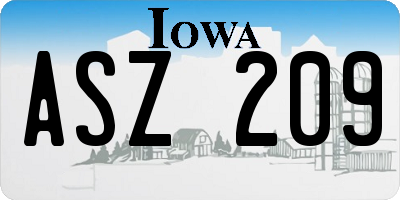IA license plate ASZ209
