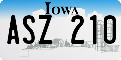 IA license plate ASZ210