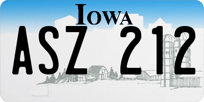 IA license plate ASZ212