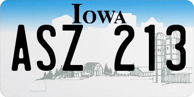 IA license plate ASZ213