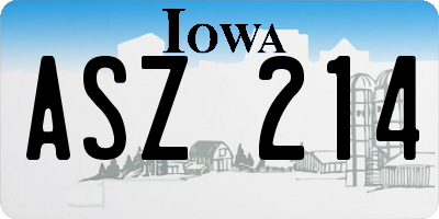 IA license plate ASZ214