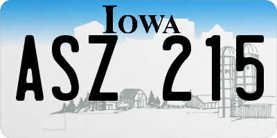IA license plate ASZ215