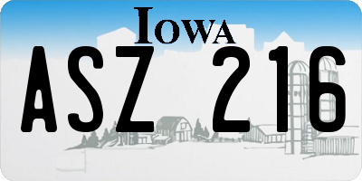 IA license plate ASZ216