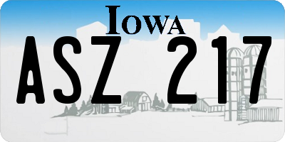 IA license plate ASZ217